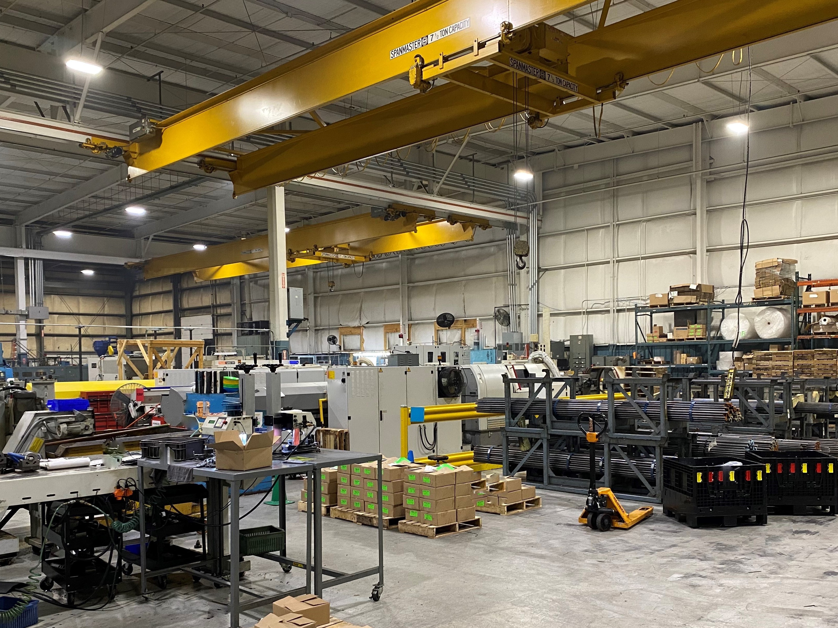 CNC machining area with shipping staging